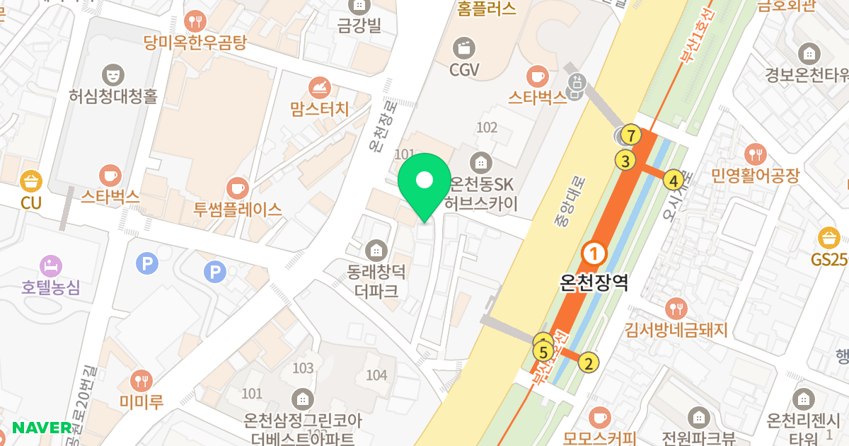 쿤스트하우스 위치 지도 - 부산광역시 동래구 온천장로 114-12