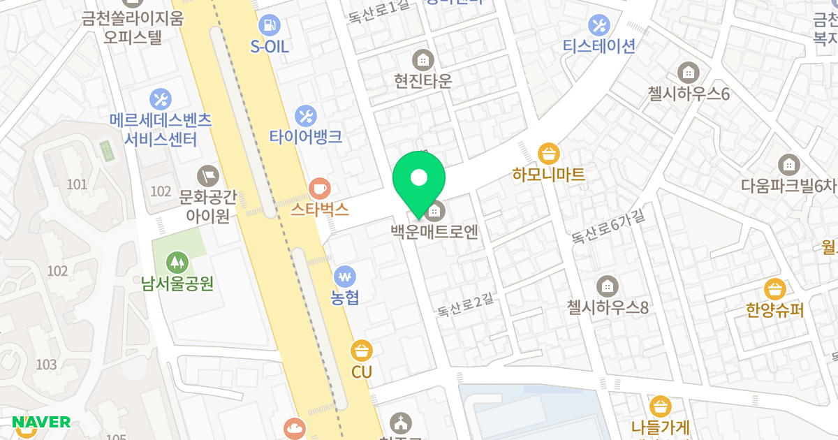 백운타워 위치 지도 - 서울특별시 금천구 독산로 8