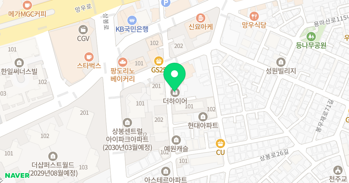 더하이어 위치 지도 - 서울특별시 중랑구 망우로58길 31
