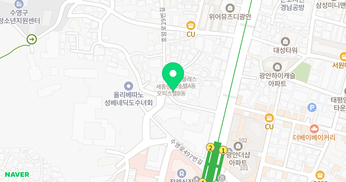 세종엠클래스B 위치 지도 - 부산광역시 수영구 수영로507번길 20