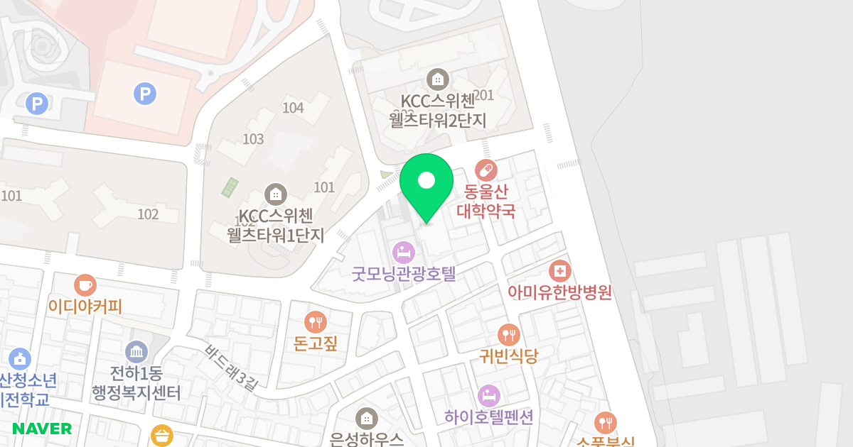 필레오오피스텔 위치 지도 - 울산광역시 동구 바드래1길 11