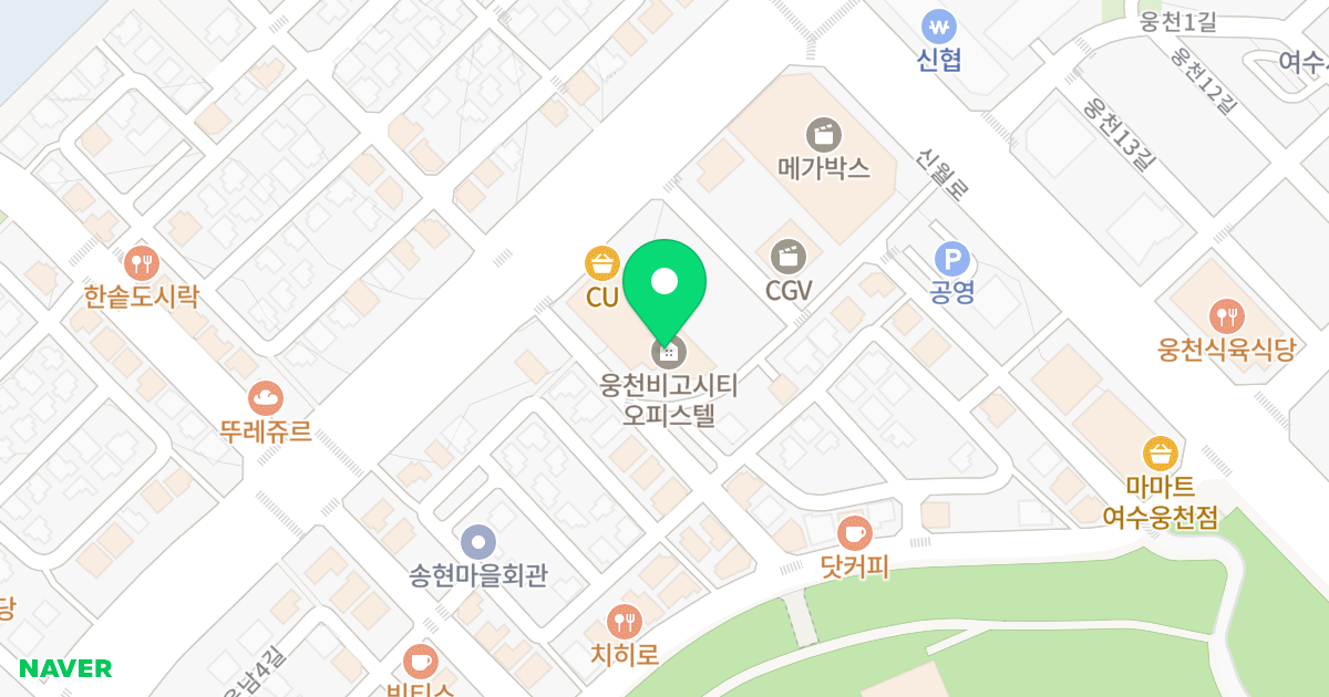 VIGO CITY 오피스텔 위치 지도 - 전라남도 여수시 웅천로 19-9