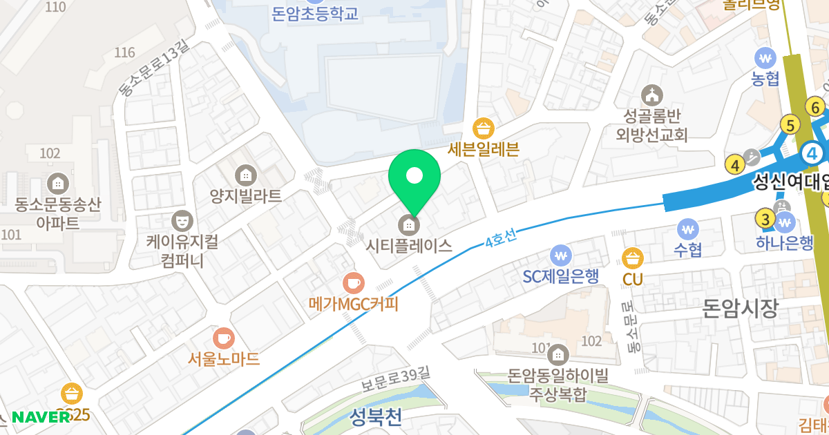 시티플레이스 위치 지도 - 서울특별시 성북구