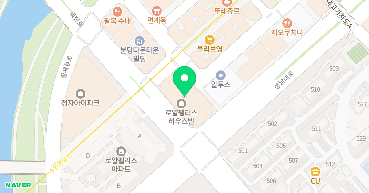 로얄팰리스 하우스빌 위치 지도 - 경기도 성남시 분당구 백현로 105