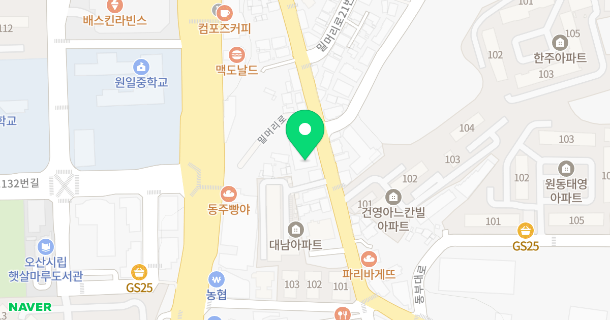명품하우스 위치 지도 - 경기도 오산시 밀머리로 30
