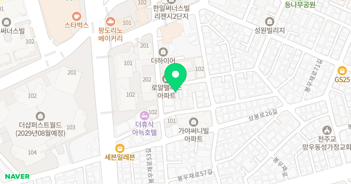 나래오피스텔 위치 지도 - 서울특별시 중랑구 봉우재로57길 37-15