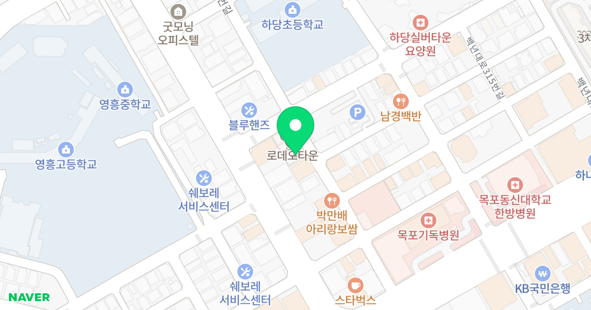 하당로데오타운 위치 지도 - 전라남도 목포시 백년대로297번길 17
