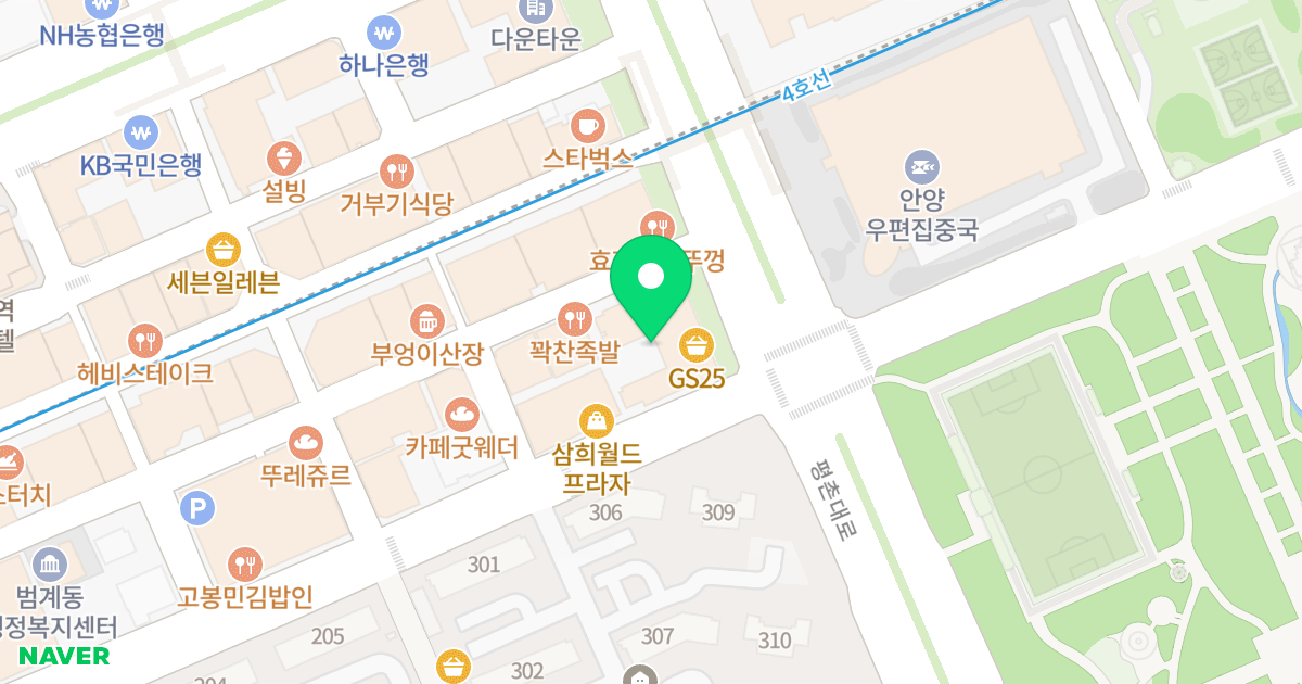 한솔센트럴파크 I 위치 지도 - 경기도 안양시 동안구 평촌대로 217