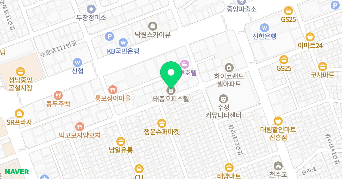 태종오피스텔 위치 지도 - 경기도 성남시 수정구 수정남로 65