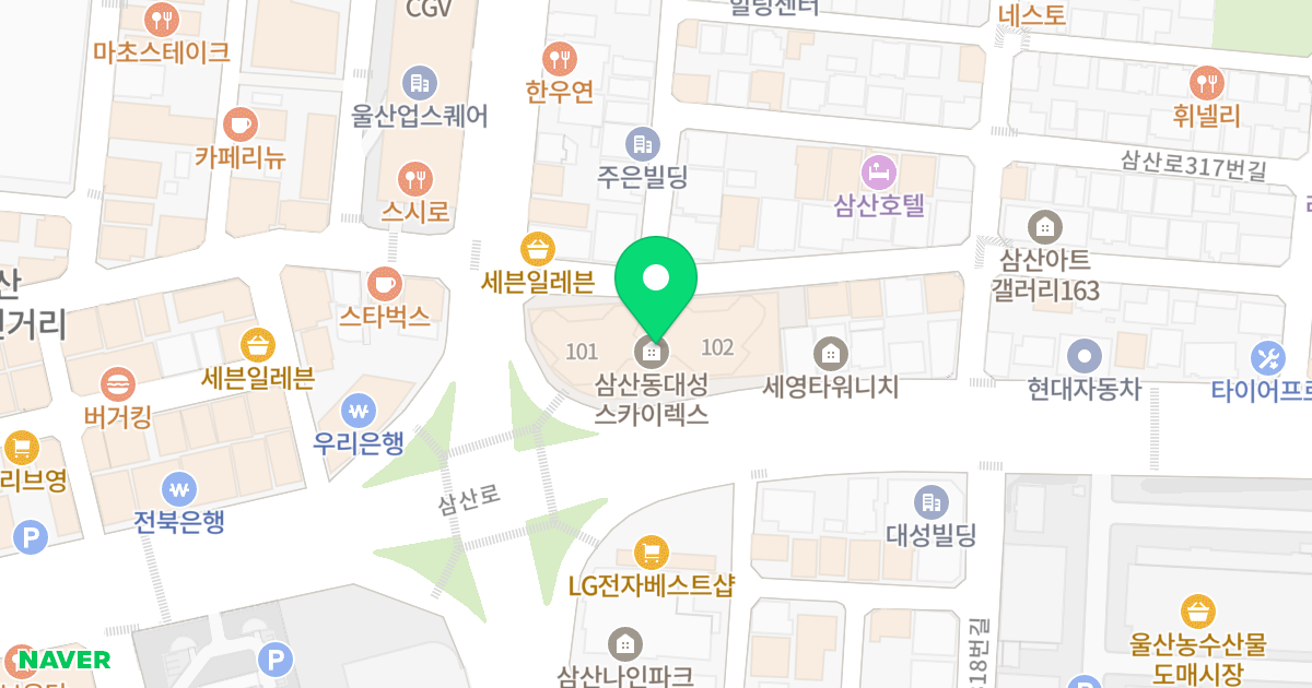 삼산동 대성스카이렉스 위치 지도 - 울산광역시 남구 삼산로 303