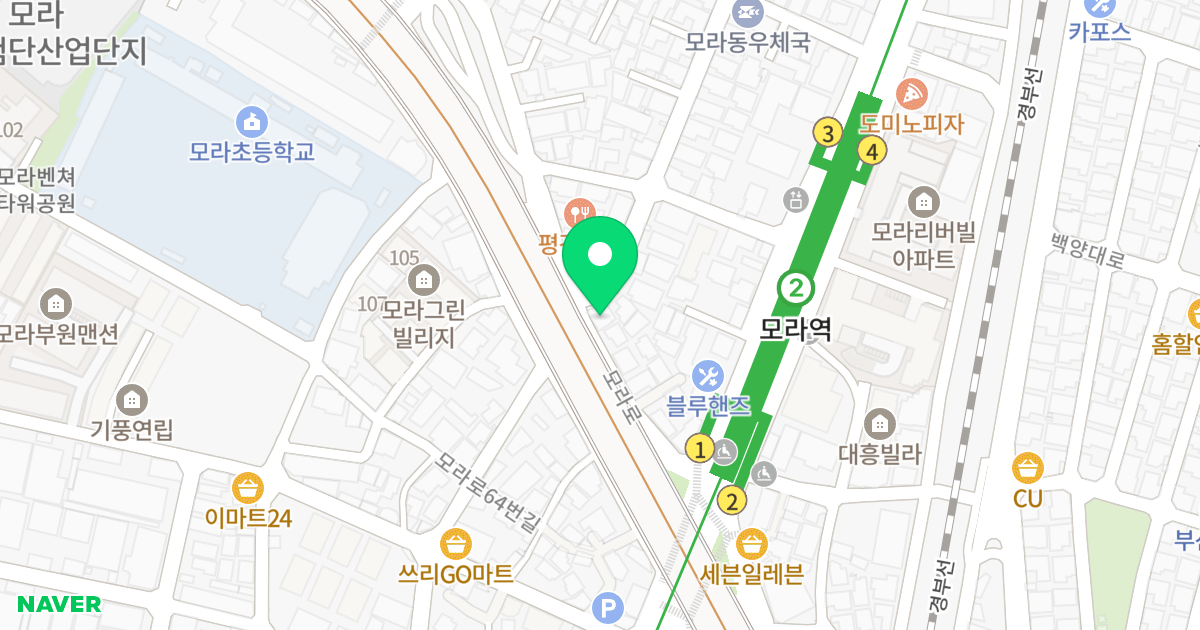 강산힐타워 위치 지도 - 부산광역시 사상구 모라로 53
