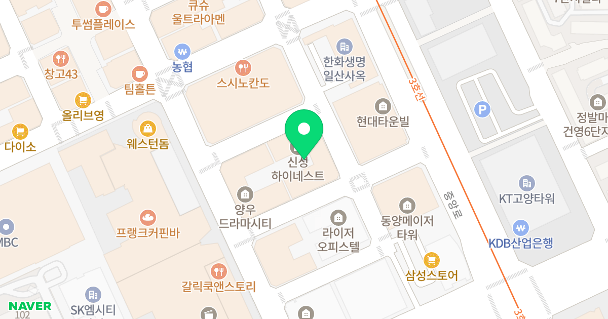 신성하이네스트오피스텔 위치 지도 - 경기도 고양시 일산동구 정발산로42번길 24