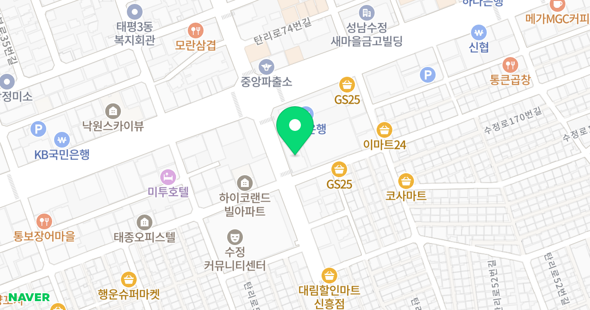 미래타운 위치 지도 - 경기도 성남시 수정구 탄리로 62