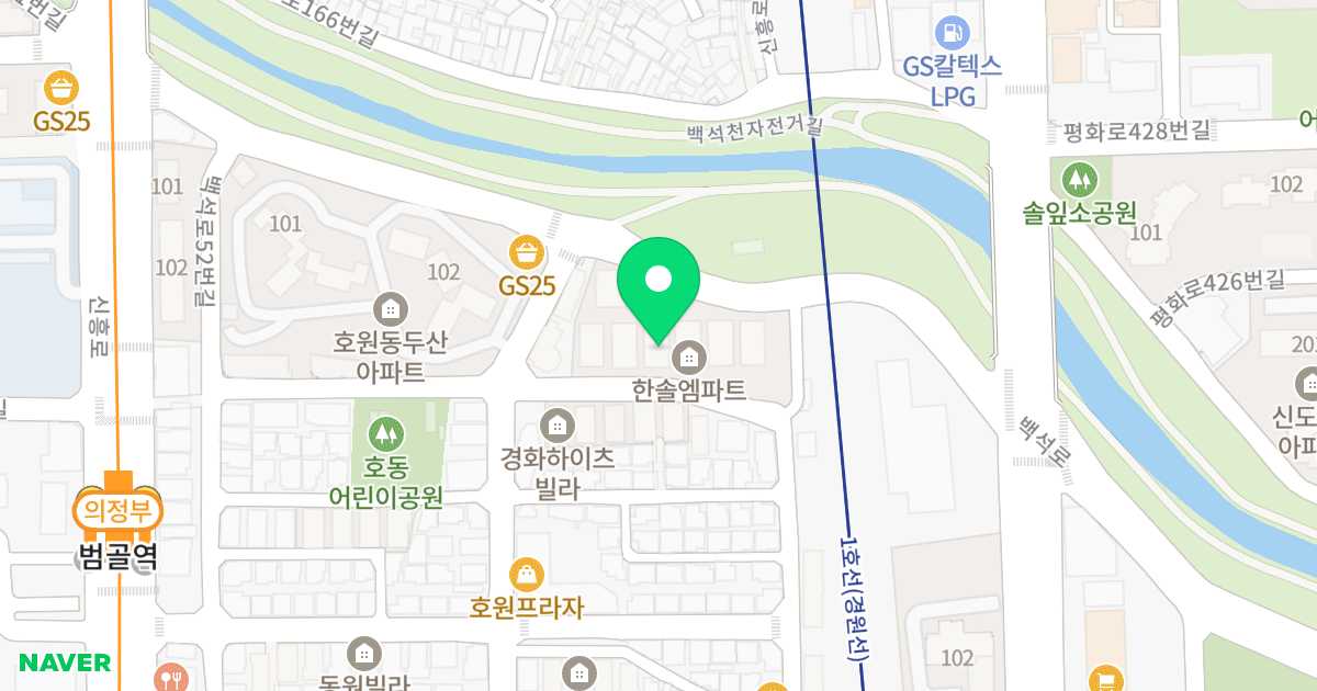 한솔엠파트 위치 지도 - 경기도 의정부시 회룡로117번길 86