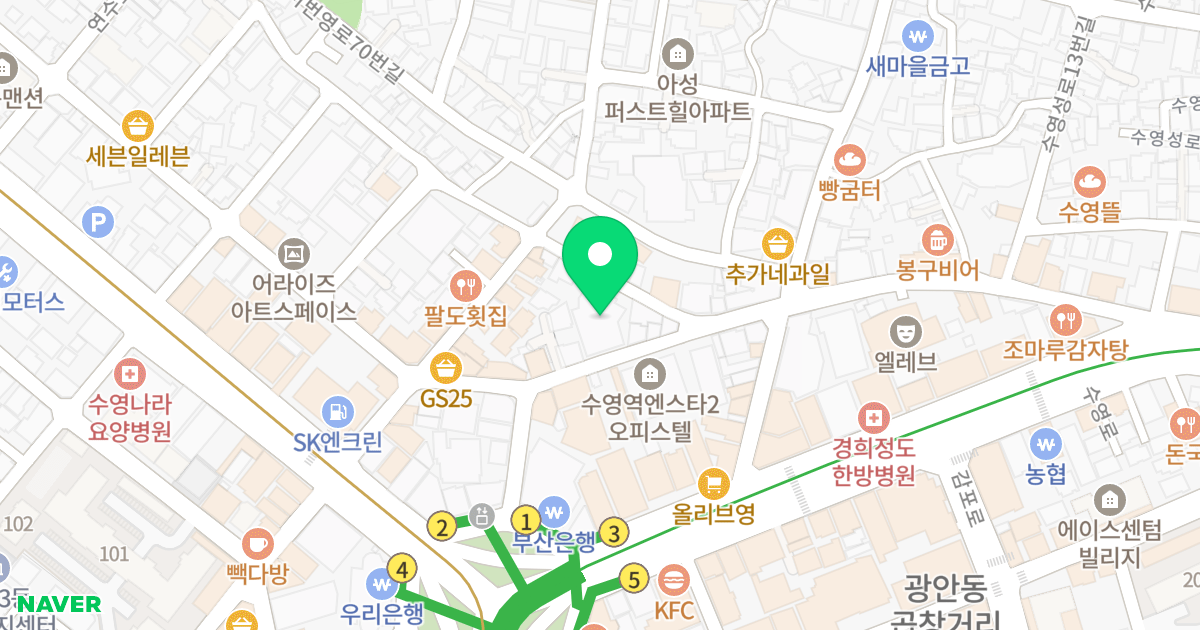 천양수영골드타워1동 위치 지도 - 부산광역시 수영구 수영로725번길 56