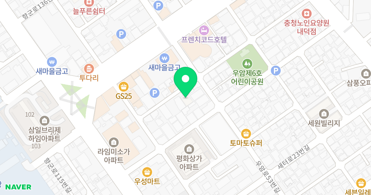 주건축물제1동 위치 지도 - 충청북도 청주시 청원구 새터로43번길 47