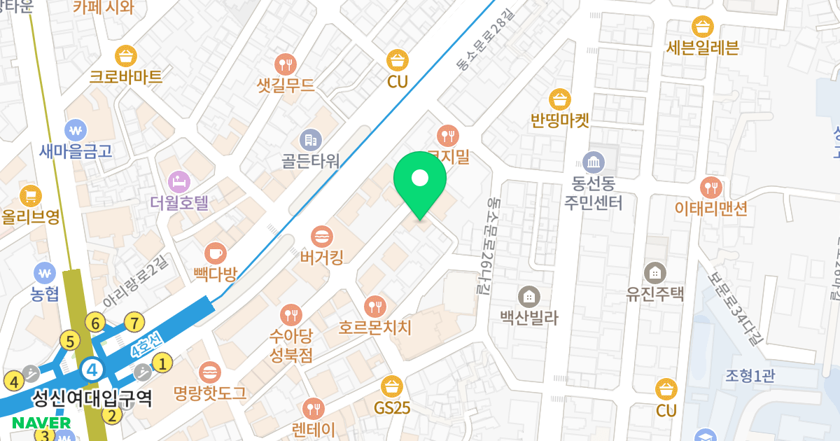 더프라임 위치 지도 - 서울특별시 성북구 동소문로20가길 54
