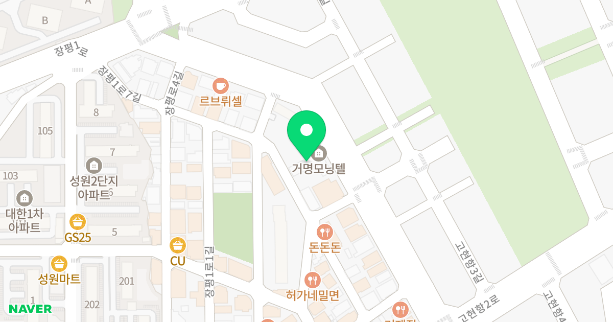 거명모닝텔 위치 지도 - 경상남도 거제시 장평1로 35