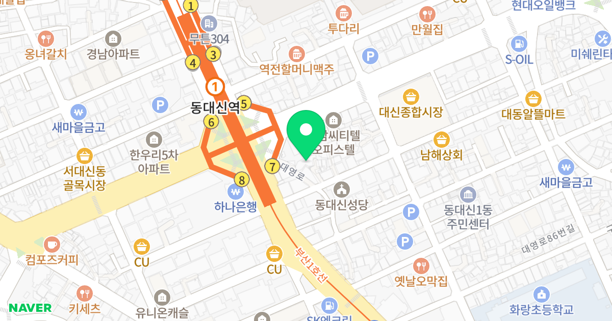 지세븐 위치 지도 - 부산광역시 서구 대영로 62-5