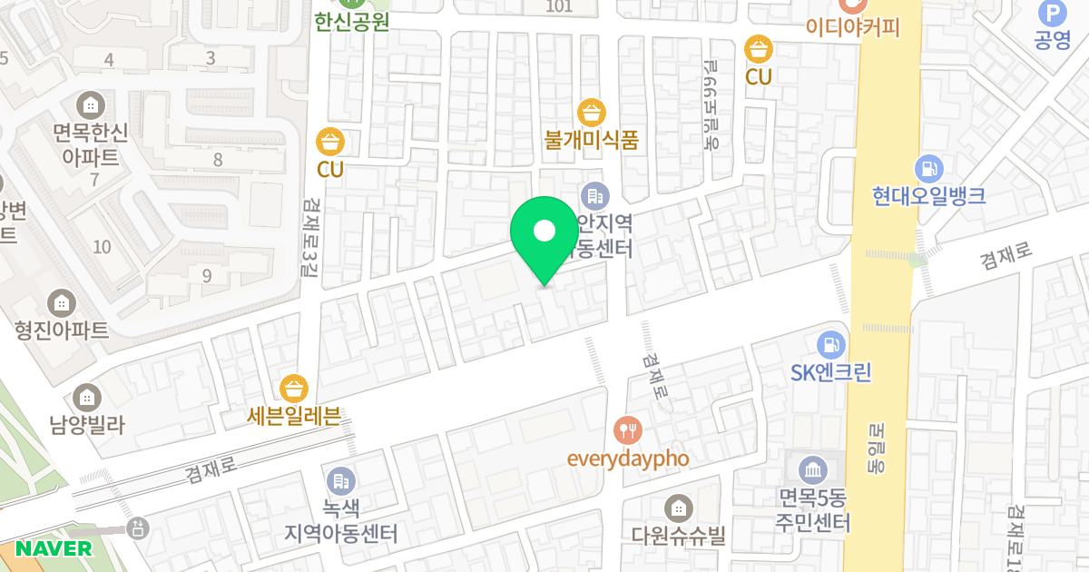 포시즌 위치 지도 - 서울특별시 중랑구 겸재로 91