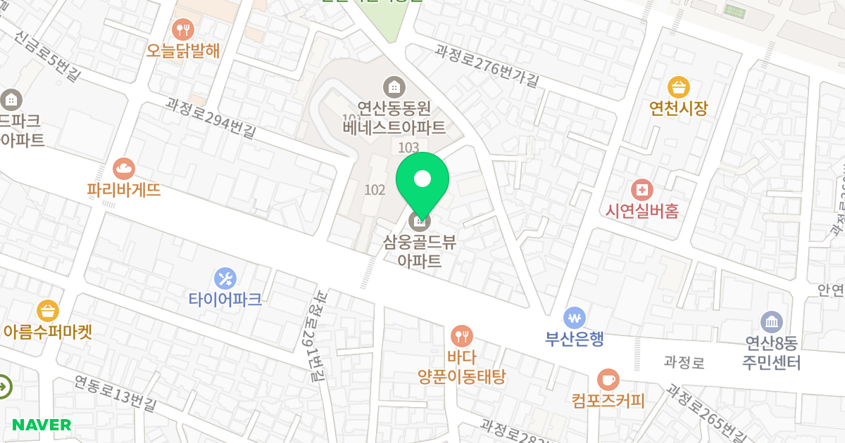 삼웅골드뷰 위치 지도 - 부산광역시 연제구 과정로290번길 8