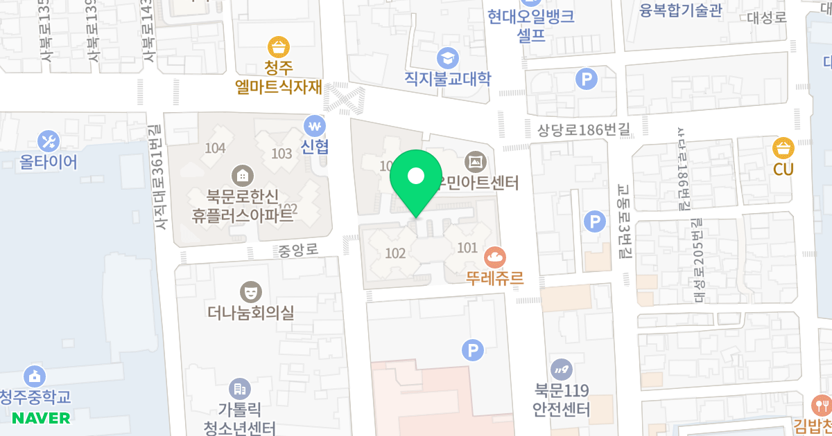 청주행정타운 코아루휴티스 위치 지도 - 충청북도 청주시 상당구
