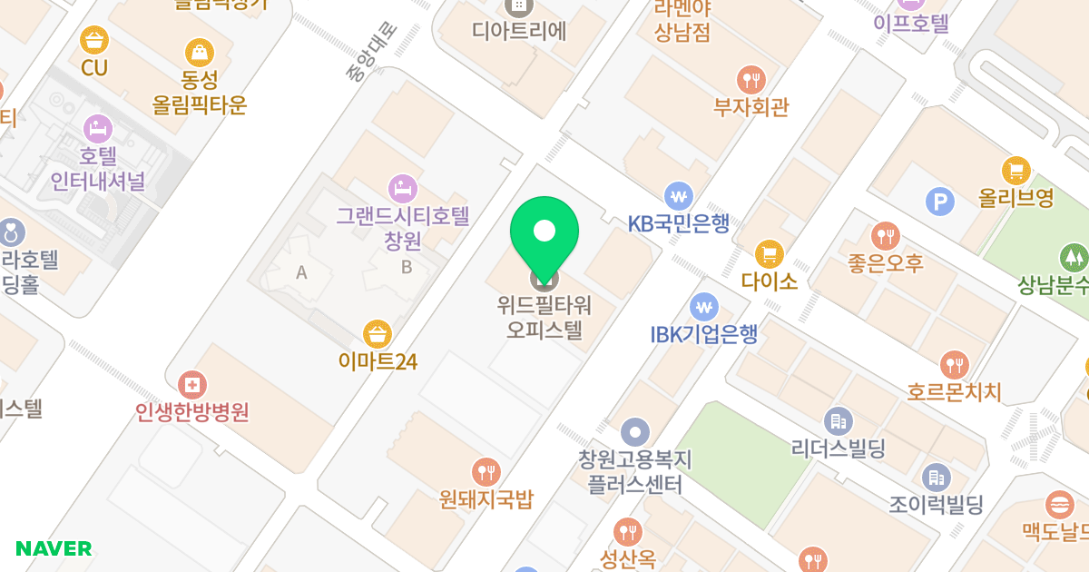 위드필타워 위치 지도 - 경상남도 창원시 성산구 상남로 75