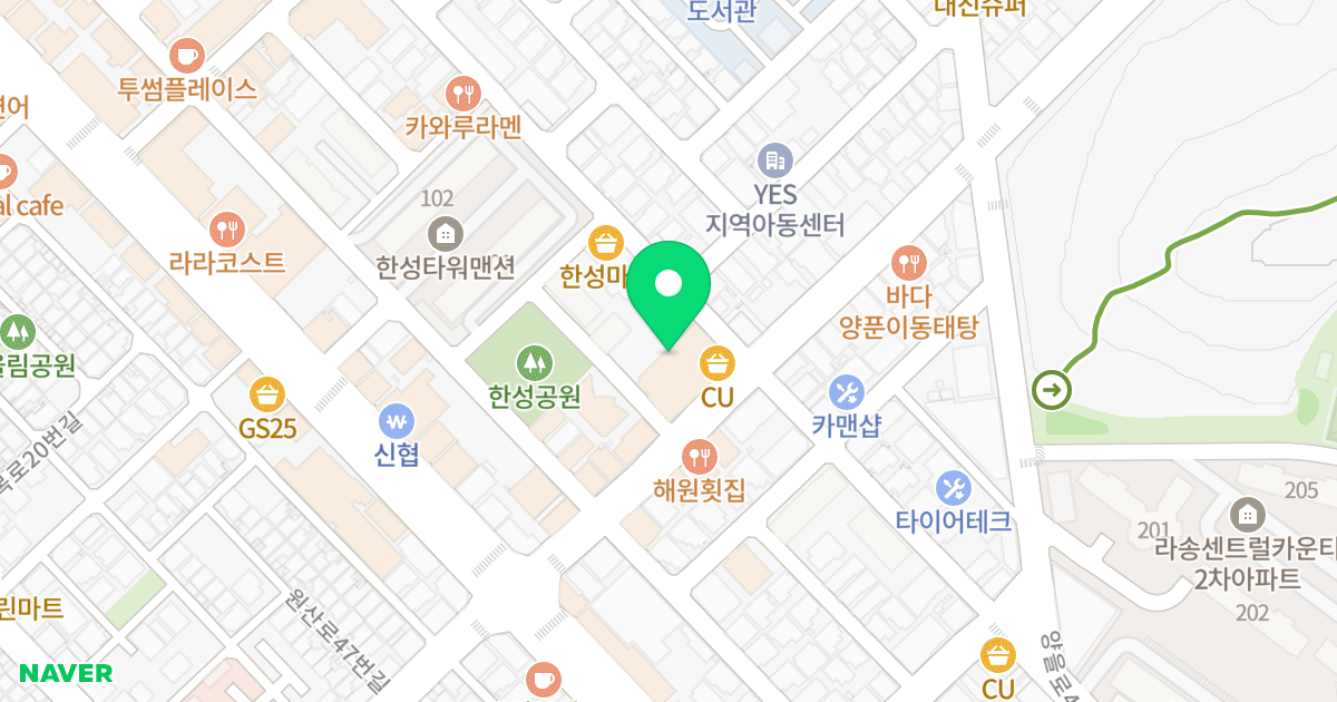 산정타워 위치 지도 - 전라남도 목포시 원산로 67