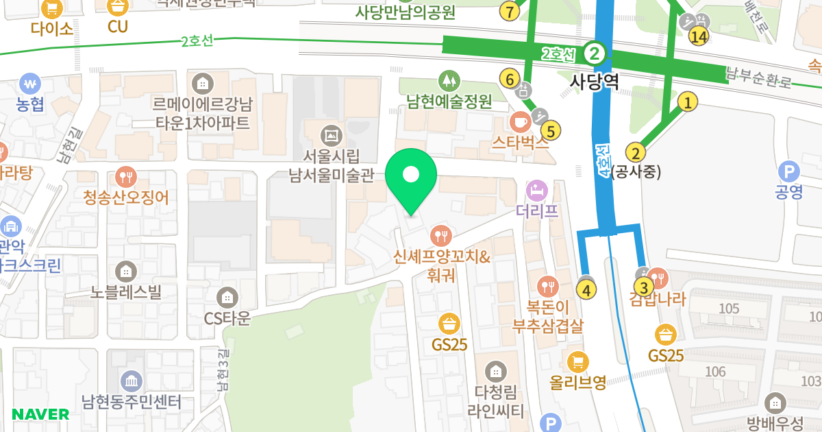 하이원팰리스 위치 지도 - 서울특별시 관악구 남현3길 65